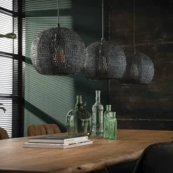 Suspension Ommerlanderwijk Brun, Noir, 3 lumières