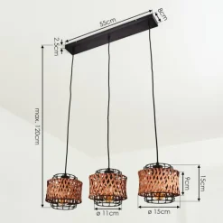 Suspension Otta Noir, 3 lumières