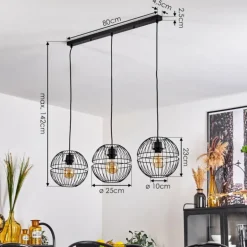 Suspension Pampanillo Noir, 3 lumières