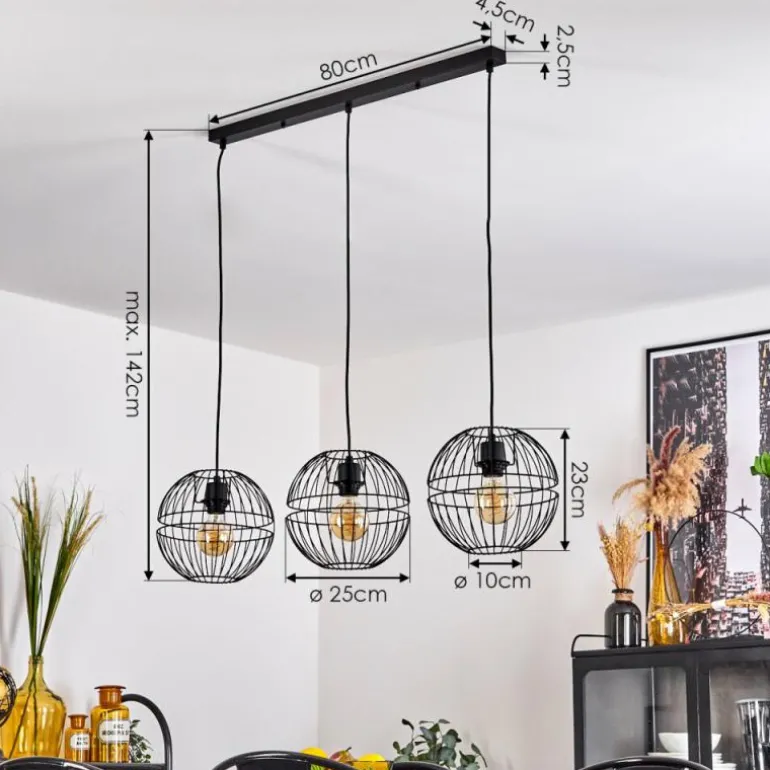 Suspension Pampanillo Noir, 3 lumières