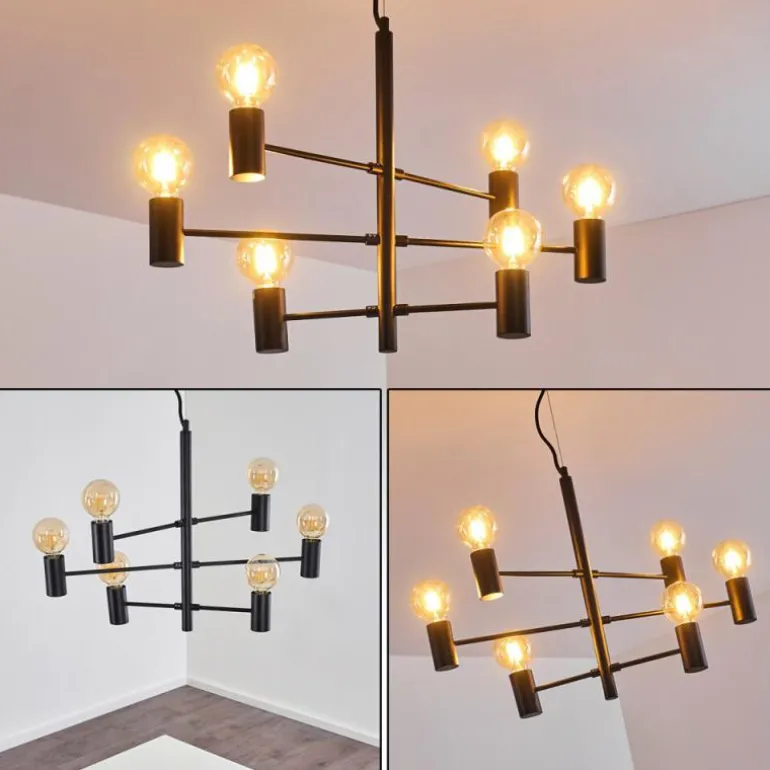 Suspension Pamunkey Noir, 6 lumières