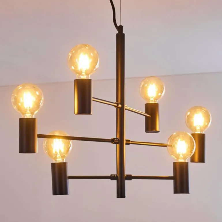 Suspension Pamunkey Noir, 6 lumières