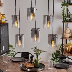 Suspension Parane Clair, Fumé, 6 lumières