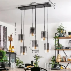 Suspension Parane Clair, Fumé, 6 lumières