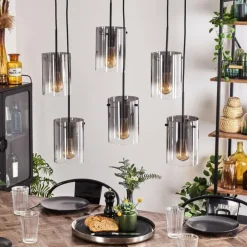 Suspension Parane Clair, Fumé, 6 lumières