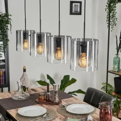 Suspension Parane Clair, Fumé, 4 lumières