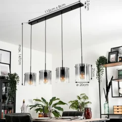 Suspension Parane Clair, Fumé, 4 lumières