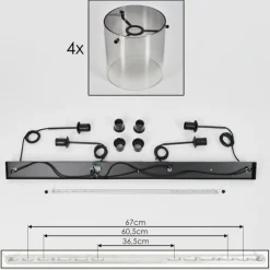 Suspension Parane Clair, Fumé, 4 lumières