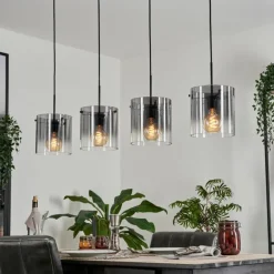 Suspension Parane Clair, Fumé, 4 lumières