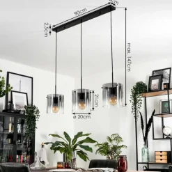 Suspension Parane Clair, Fumé, 3 lumières