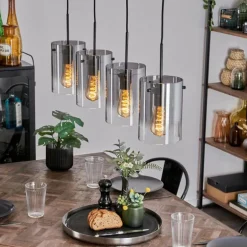 Suspension Parane Clair, Fumé, 4 lumières