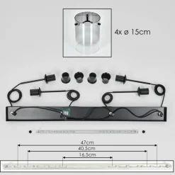 Suspension Parane Clair, Fumé, 4 lumières