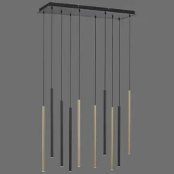 Suspension Paul Neuhaus FLUTE LED Noir, 10 lumières