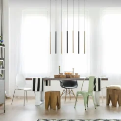 Suspension Paul Neuhaus FLUTE LED Noir, 7 lumières