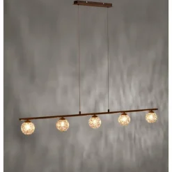 Suspension Paul Neuhaus GRETA Rouille, 5 lumières