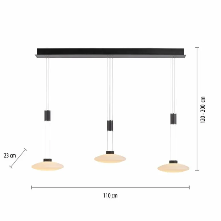 Suspension Paul Neuhaus LAUTADA LED Noir, 3 lumières