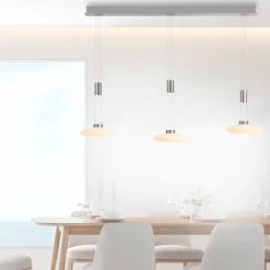 Suspension Paul Neuhaus LAUTADA LED Acier brossé, 3 lumières