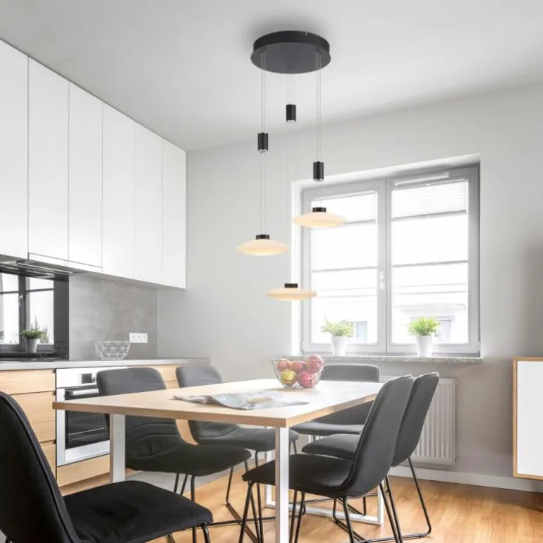 Suspension Paul Neuhaus LAUTADA LED Noir, 3 lumières