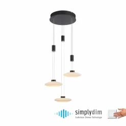 Suspension Paul Neuhaus LAUTADA LED Noir, 3 lumières