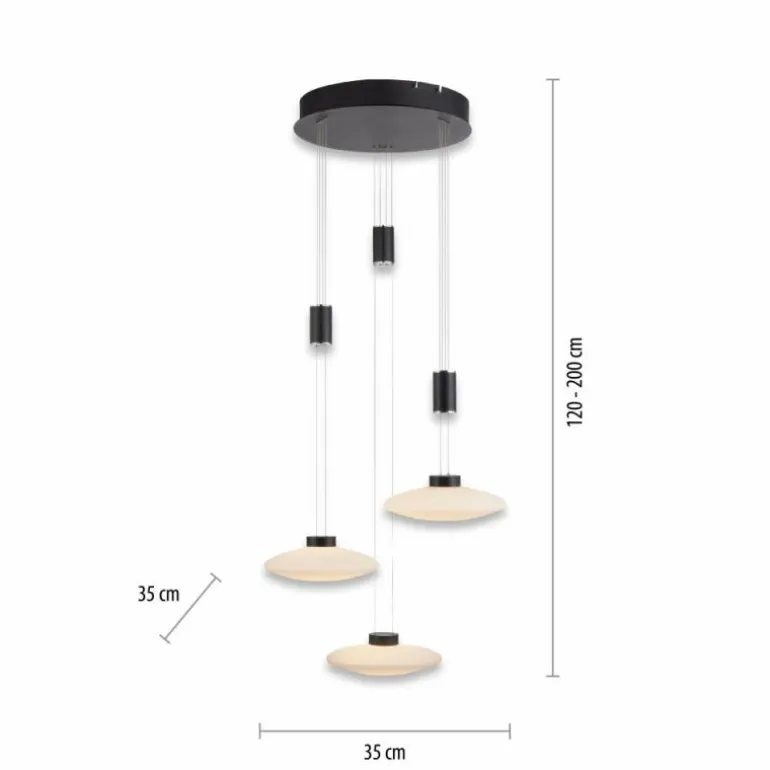 Suspension Paul Neuhaus LAUTADA LED Noir, 3 lumières