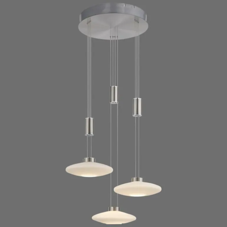 Suspension Paul Neuhaus LAUTADA LED Acier brossé, 3 lumières