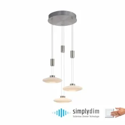 Suspension Paul Neuhaus LAUTADA LED Acier brossé, 3 lumières