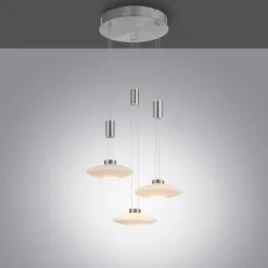 Suspension Paul Neuhaus LAUTADA LED Acier brossé, 3 lumières