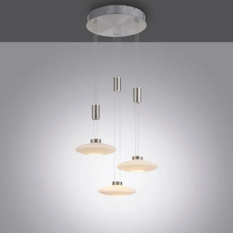 Suspension Paul Neuhaus LAUTADA LED Acier brossé, 3 lumières