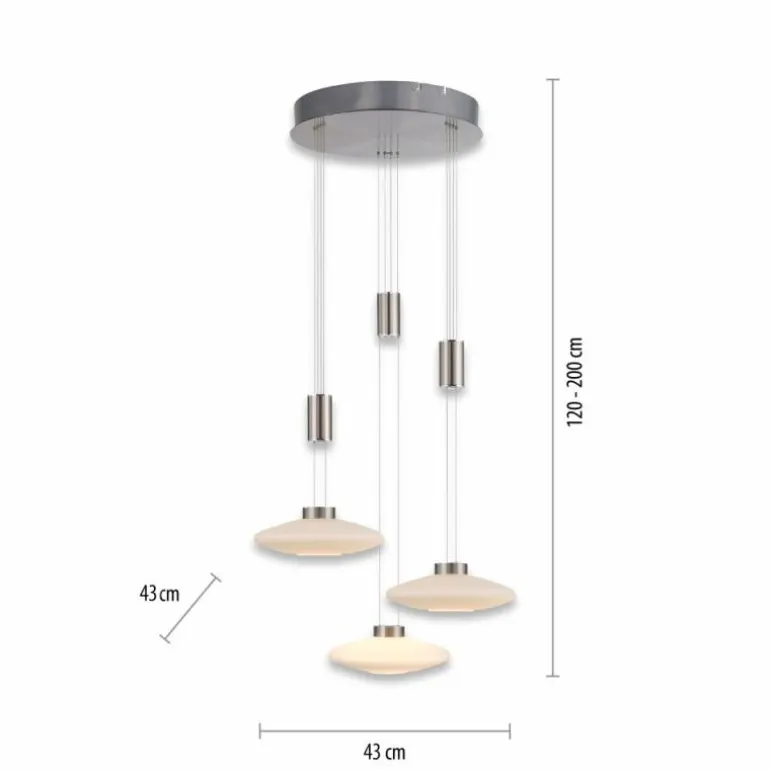 Suspension Paul Neuhaus LAUTADA LED Acier brossé, 3 lumières