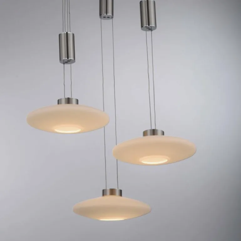 Suspension Paul Neuhaus LAUTADA LED Acier brossé, 3 lumières