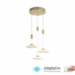 Suspension Paul Neuhaus LAUTADA LED Laiton, 3 lumières