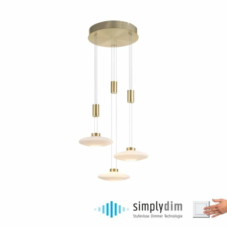 Suspension Paul Neuhaus LAUTADA LED Laiton, 3 lumières
