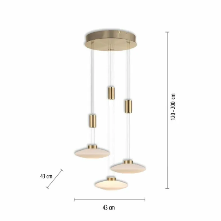 Suspension Paul Neuhaus LAUTADA LED Laiton, 3 lumières