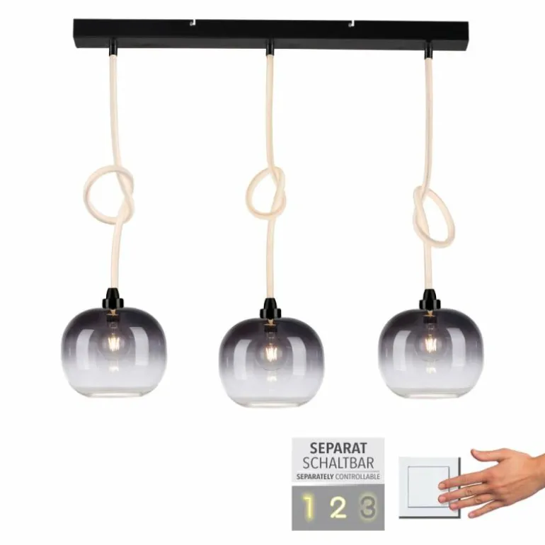 Suspension Paul Neuhaus LUMA Noir, 3 lumières