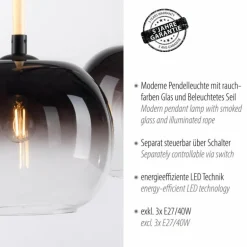 Suspension Paul Neuhaus LUMA Noir, 3 lumières