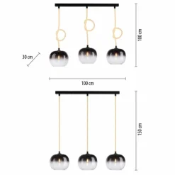 Suspension Paul Neuhaus LUMA Noir, 3 lumières