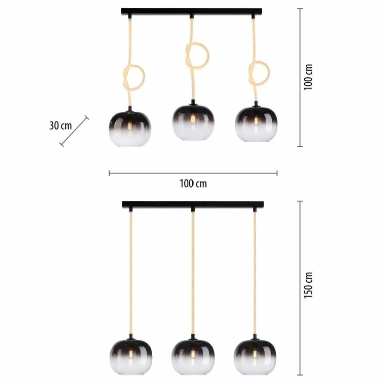 Suspension Paul Neuhaus LUMA Noir, 3 lumières