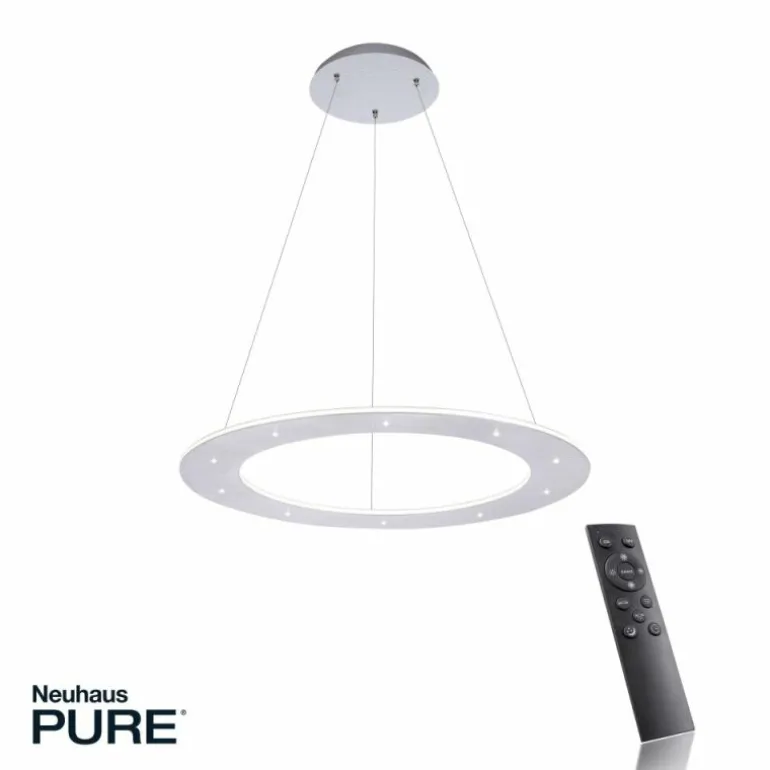Suspension Paul Neuhaus PURE-COSMO LED Aluminium, 17 lumières, Télécommandes