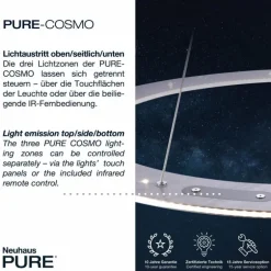 Suspension Paul Neuhaus PURE-COSMO LED Aluminium, 17 lumières, Télécommandes