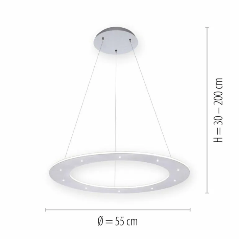 Suspension Paul Neuhaus PURE-COSMO LED Aluminium, 17 lumières, Télécommandes