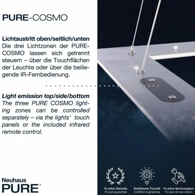 Suspension Paul Neuhaus PURE-COSMO LED Aluminium, 21 lumières, Télécommandes