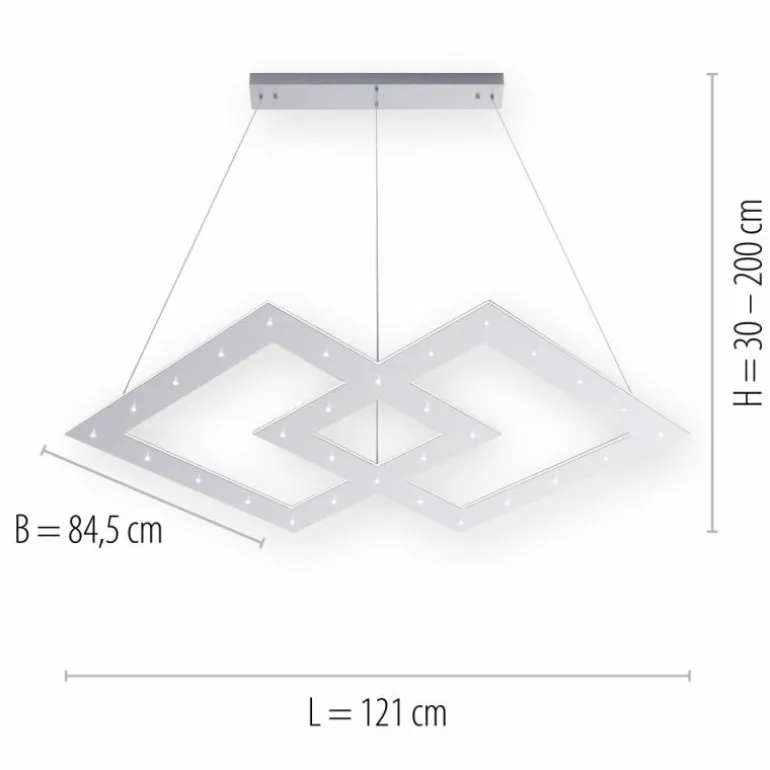 Suspension Paul Neuhaus PURE-COSMO LED Aluminium, 44 lumières, Télécommandes