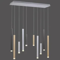 Suspension Paul Neuhaus PURE-GEMIN LED Aluminium, Noir, 10 lumières