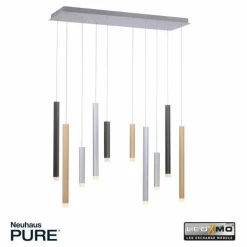 Suspension Paul Neuhaus PURE-GEMIN LED Aluminium, Noir, 10 lumières