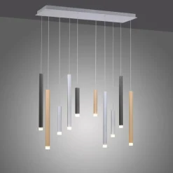 Suspension Paul Neuhaus PURE-GEMIN LED Aluminium, Noir, 10 lumières