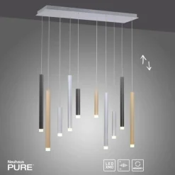 Suspension Paul Neuhaus PURE-GEMIN LED Aluminium, Noir, 10 lumières