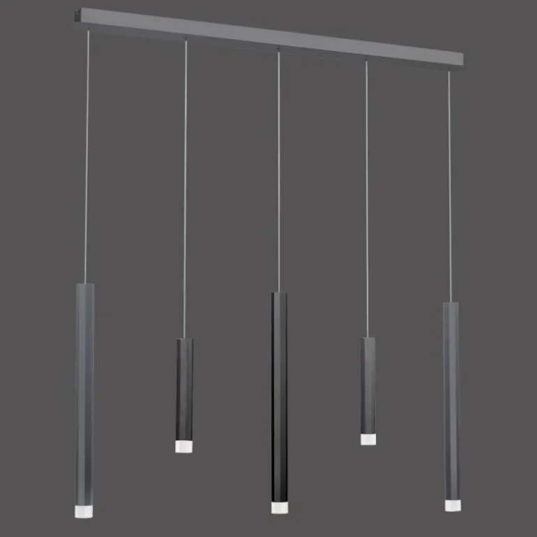 Suspension Paul Neuhaus PURE-GEMIN LED Aluminium, Noir, 5 lumières
