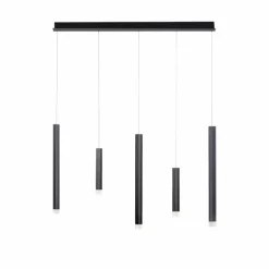 Suspension Paul Neuhaus PURE-GEMIN LED Aluminium, Noir, 5 lumières