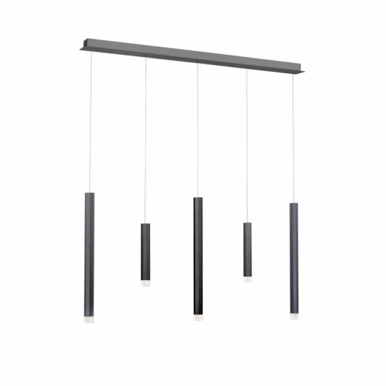 Suspension Paul Neuhaus PURE-GEMIN LED Aluminium, Noir, 5 lumières