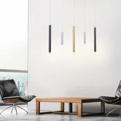 Suspension Paul Neuhaus PURE-GEMIN LED Aluminium, Laiton, Noir, 5 lumières